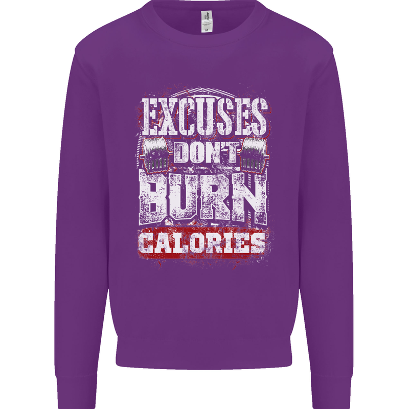 Excuses Calories Gym Training Top Funny Mens Sweatshirt Jumper Purple