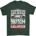 Excuses Calories Gym Training Top Funny Mens T-Shirt Cotton Gildan Forest Green