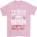Excuses Calories Gym Training Top Funny Mens T-Shirt Cotton Gildan Light Pink