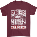 Excuses Calories Gym Training Top Funny Mens T-Shirt Cotton Gildan Maroon