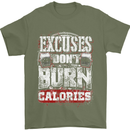 Excuses Calories Gym Training Top Funny Mens T-Shirt Cotton Gildan Military Green