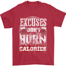 Excuses Calories Gym Training Top Funny Mens T-Shirt Cotton Gildan Red