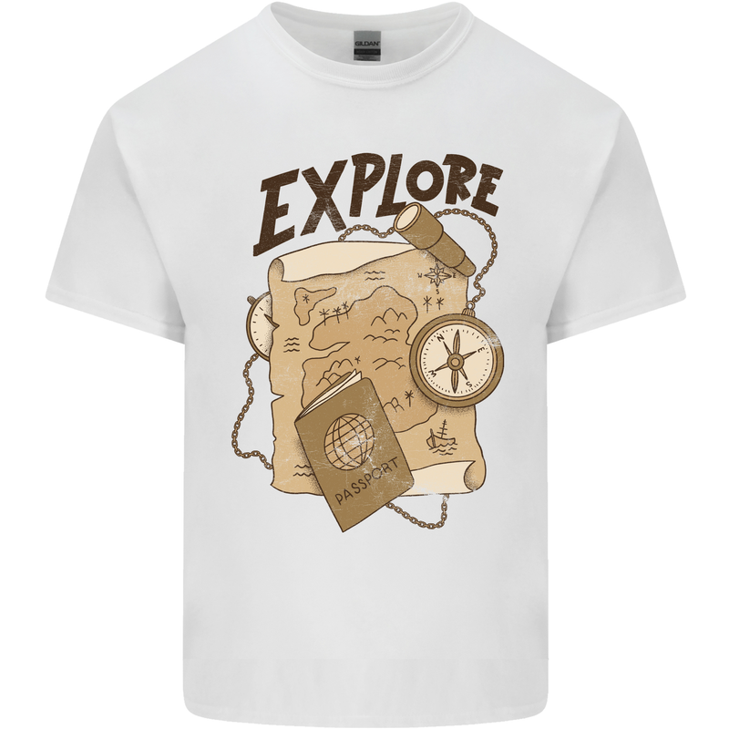 Explore Travel Orienteering Mountaineering Kids T-Shirt Childrens White