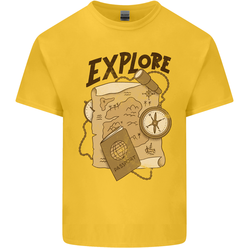 Explore Travel Orienteering Mountaineering Kids T-Shirt Childrens Yellow