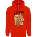 Explore Travel Orienteering Mountaineering Mens 80% Cotton Hoodie Bright Red
