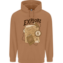 Explore Travel Orienteering Mountaineering Mens 80% Cotton Hoodie Caramel Latte