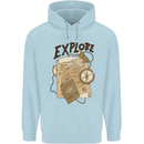 Explore Travel Orienteering Mountaineering Mens 80% Cotton Hoodie Light Blue