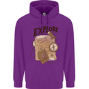 Explore Travel Orienteering Mountaineering Mens 80% Cotton Hoodie Purple