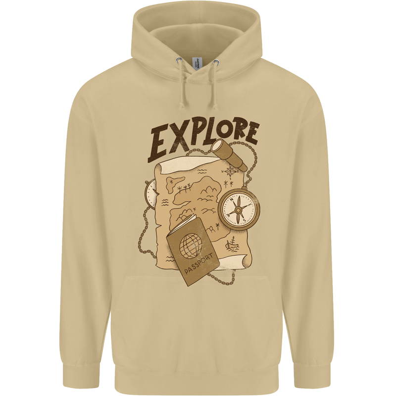 Explore Travel Orienteering Mountaineering Mens 80% Cotton Hoodie Sand