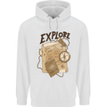 Explore Travel Orienteering Mountaineering Mens 80% Cotton Hoodie White