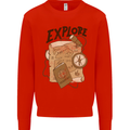 Explore Travel Orienteering Mountaineering Mens Sweatshirt Jumper Bright Red