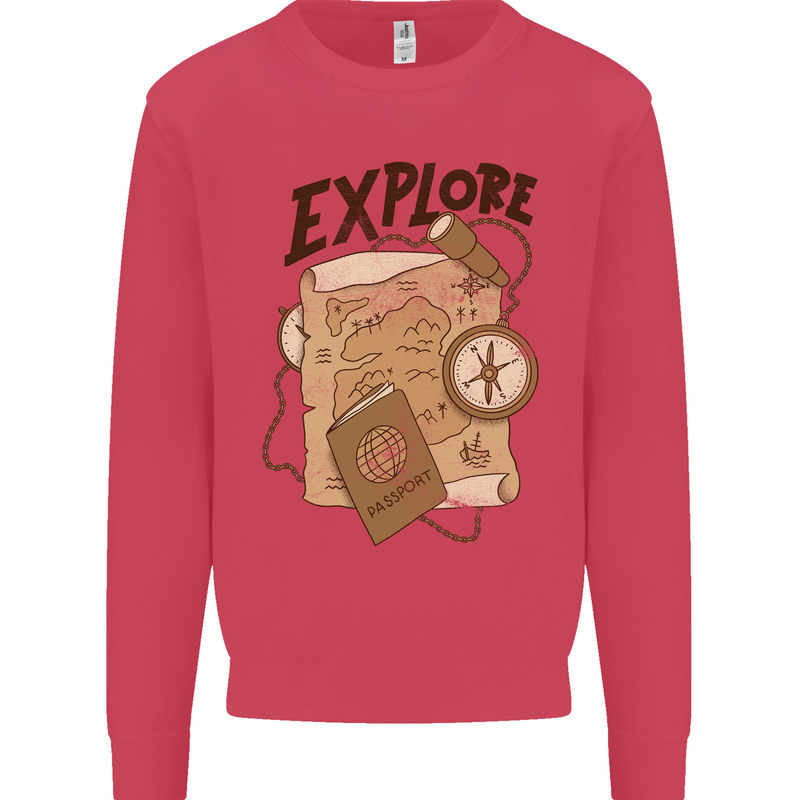 Explore Travel Orienteering Mountaineering Mens Sweatshirt Jumper Heliconia