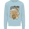 Explore Travel Orienteering Mountaineering Mens Sweatshirt Jumper Light Blue