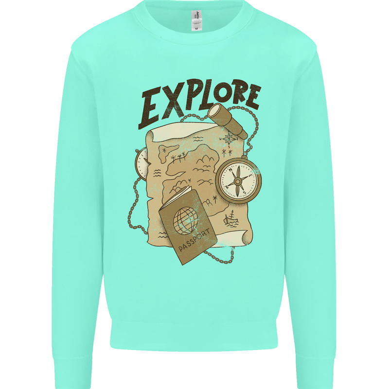 Explore Travel Orienteering Mountaineering Mens Sweatshirt Jumper Peppermint