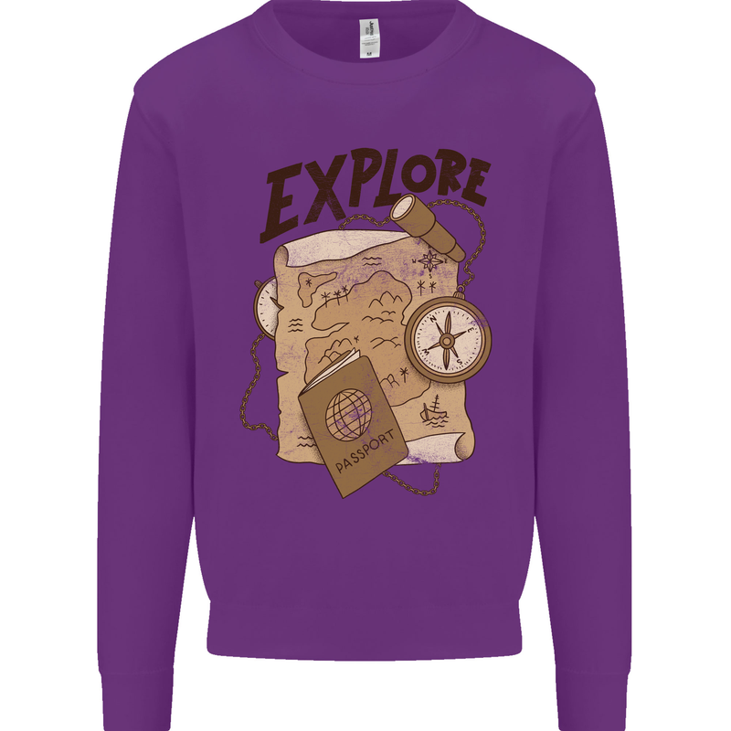 Explore Travel Orienteering Mountaineering Mens Sweatshirt Jumper Purple