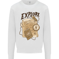 Explore Travel Orienteering Mountaineering Mens Sweatshirt Jumper White