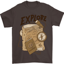Explore Travel Orienteering Mountaineering Mens T-Shirt Cotton Gildan Dark Chocolate