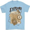 Explore Travel Orienteering Mountaineering Mens T-Shirt Cotton Gildan Light Blue