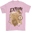 Explore Travel Orienteering Mountaineering Mens T-Shirt Cotton Gildan Light Pink