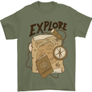 Explore Travel Orienteering Mountaineering Mens T-Shirt Cotton Gildan Military Green