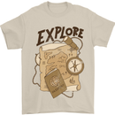 Explore Travel Orienteering Mountaineering Mens T-Shirt Cotton Gildan Sand
