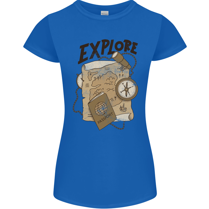 Explore Travel Orienteering Mountaineering Womens Petite Cut T-Shirt Royal Blue