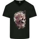 Exposure Skull Mens V-Neck Cotton T-Shirt Black
