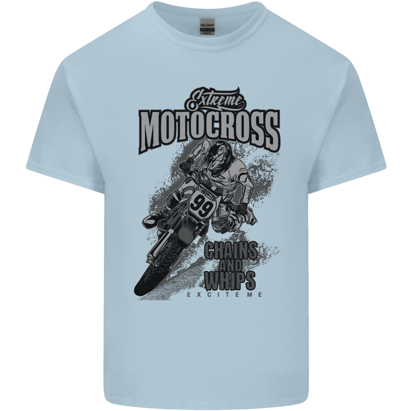 Extreme Motocross Dirt Bike MotoX Motosport Mens Cotton T-Shirt Tee Top Light Blue