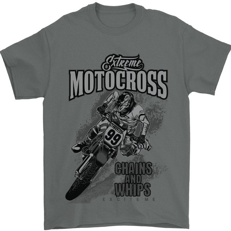 Extreme Motocross Dirt Bike MotoX Motosport Mens T-Shirt Cotton Gildan Charcoal