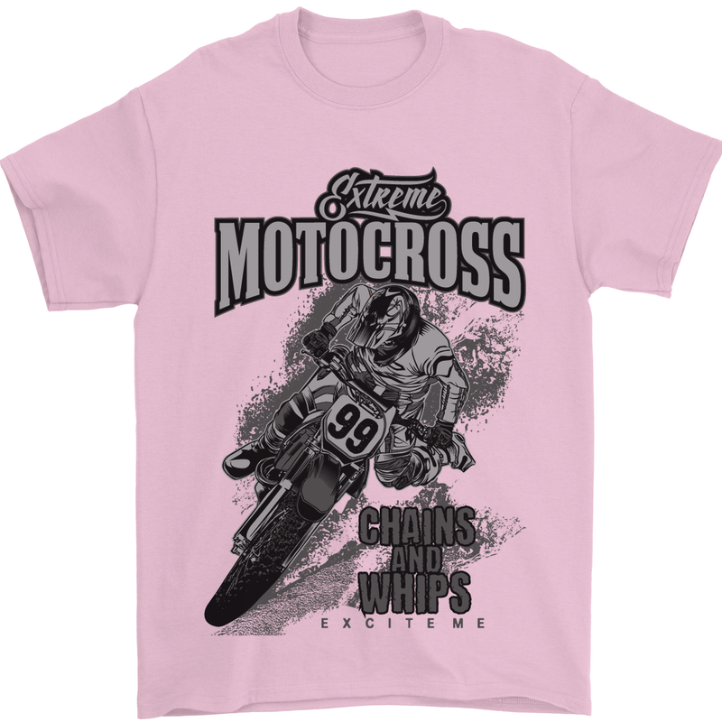 Extreme Motocross Dirt Bike MotoX Motosport Mens T-Shirt Cotton Gildan Light Pink