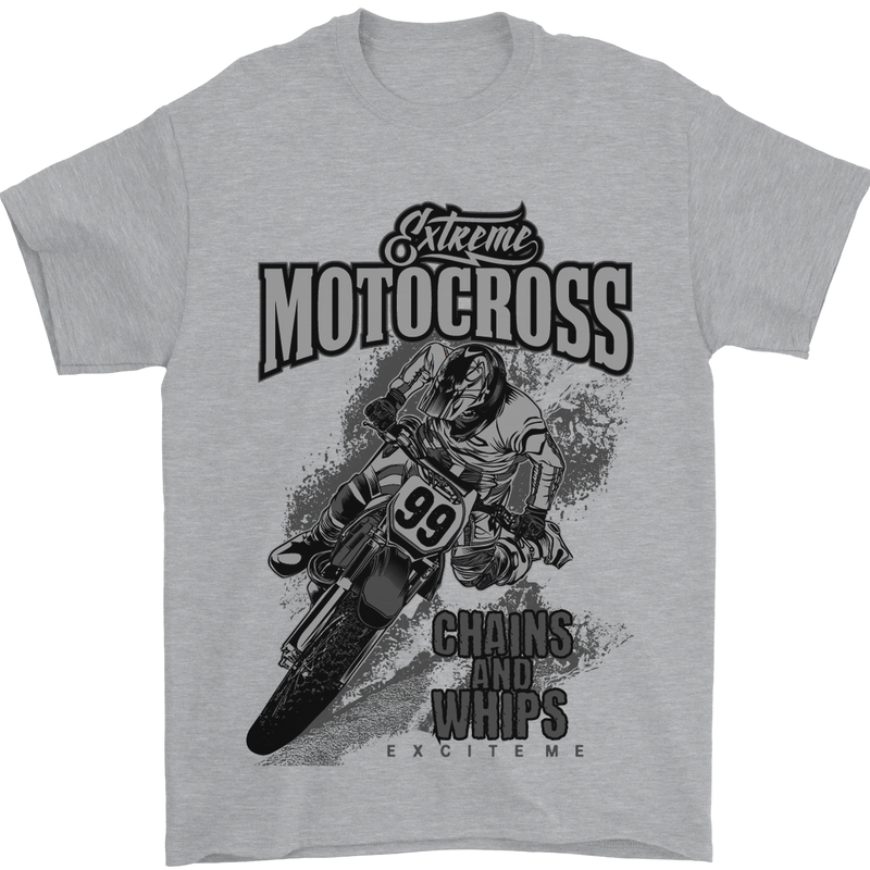 Extreme Motocross Dirt Bike MotoX Motosport Mens T-Shirt Cotton Gildan Sports Grey
