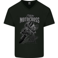 Extreme Motocross Dirt Bike MotoX Motosport Mens V-Neck Cotton T-Shirt Black