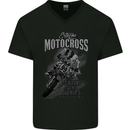 Extreme Motocross Dirt Bike MotoX Motosport Mens V-Neck Cotton T-Shirt Black