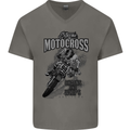 Extreme Motocross Dirt Bike MotoX Motosport Mens V-Neck Cotton T-Shirt Charcoal