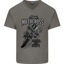 Extreme Motocross Dirt Bike MotoX Motosport Mens V-Neck Cotton T-Shirt Charcoal