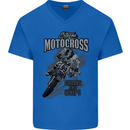 Extreme Motocross Dirt Bike MotoX Motosport Mens V-Neck Cotton T-Shirt Royal Blue