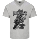 Extreme Motocross Dirt Bike MotoX Motosport Mens V-Neck Cotton T-Shirt Sports Grey