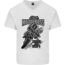 Extreme Motocross Dirt Bike MotoX Motosport Mens V-Neck Cotton T-Shirt White