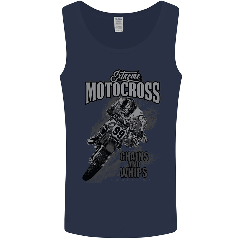 Extreme Motocross Dirt Bike MotoX Motosport Mens Vest Tank Top Navy Blue