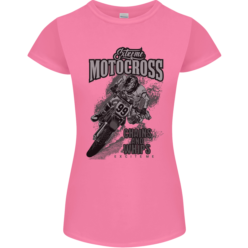 Extreme Motocross Dirt Bike MotoX Motosport Womens Petite Cut T-Shirt Azalea