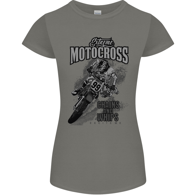 Extreme Motocross Dirt Bike MotoX Motosport Womens Petite Cut T-Shirt Charcoal