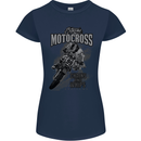 Extreme Motocross Dirt Bike MotoX Motosport Womens Petite Cut T-Shirt Navy Blue
