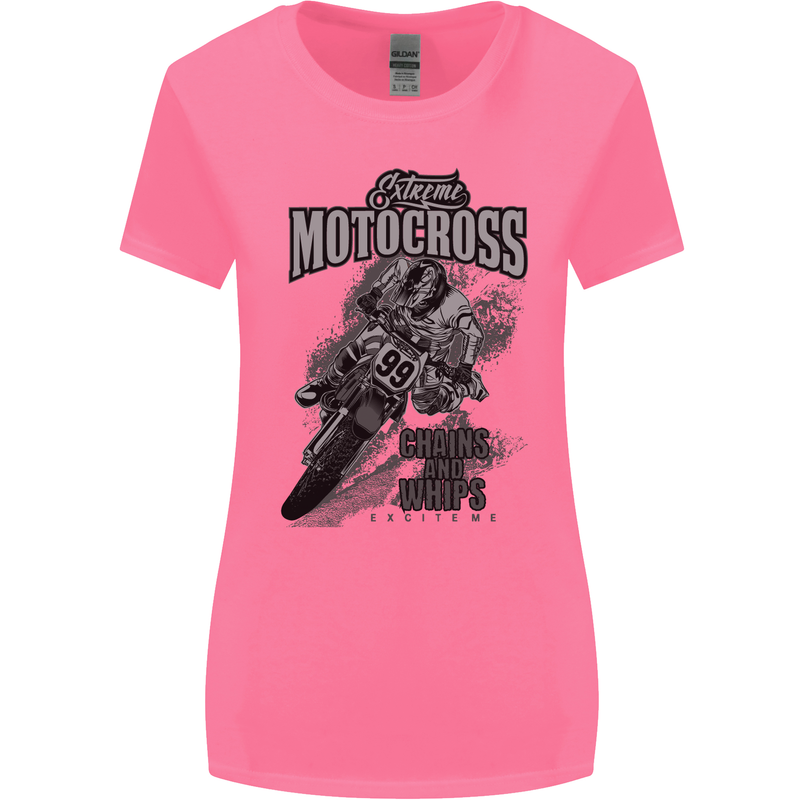 Extreme Motocross Dirt Bike MotoX Motosport Womens Wider Cut T-Shirt Azalea