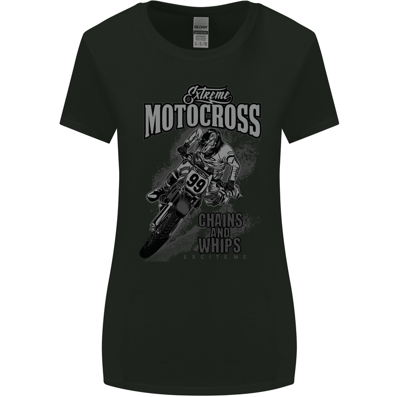 Extreme Motocross Dirt Bike MotoX Motosport Womens Wider Cut T-Shirt Black