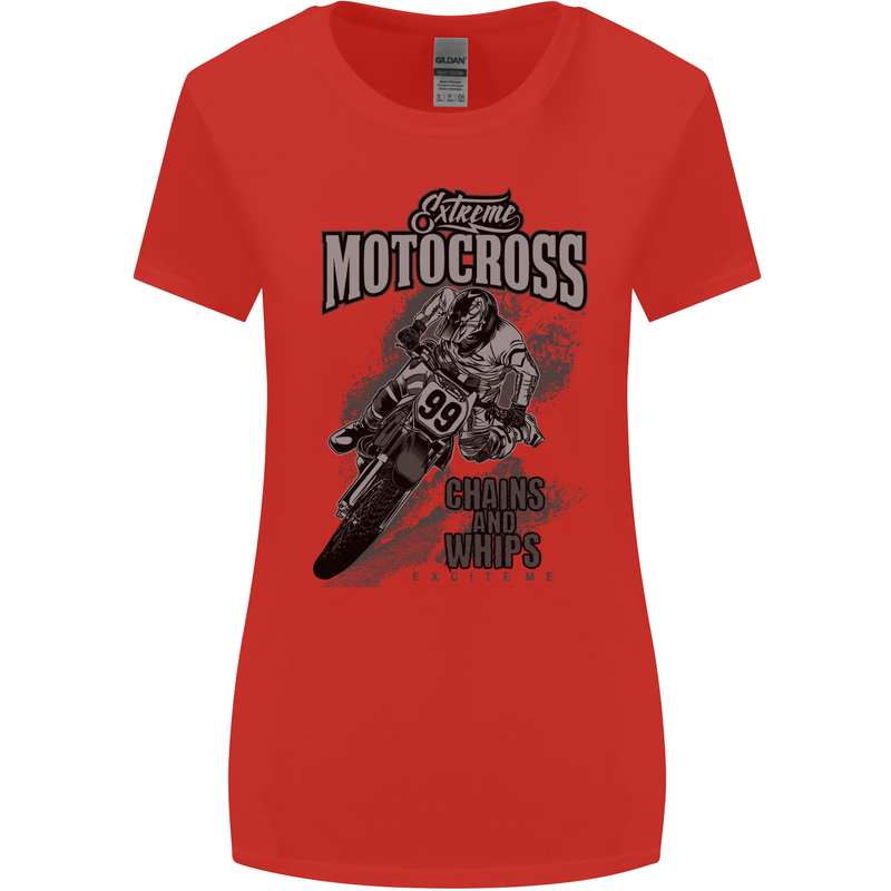 Extreme Motocross Dirt Bike MotoX Motosport Womens Wider Cut T-Shirt Red
