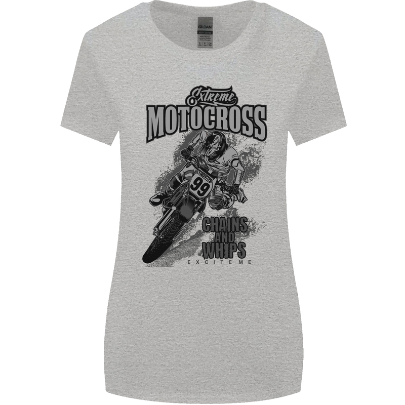 Extreme Motocross Dirt Bike MotoX Motosport Womens Wider Cut T-Shirt Sports Grey
