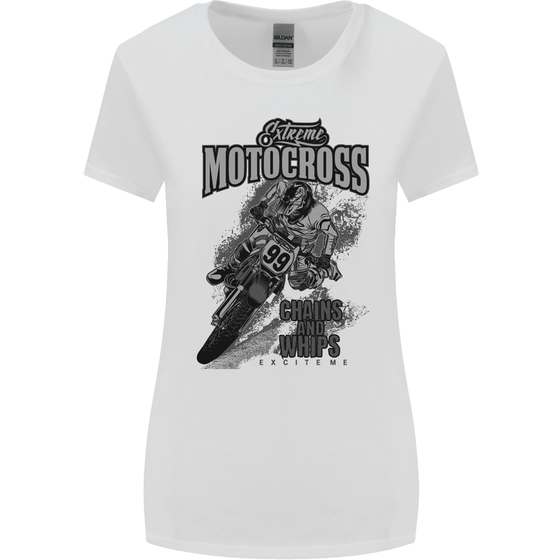 Extreme Motocross Dirt Bike MotoX Motosport Womens Wider Cut T-Shirt White