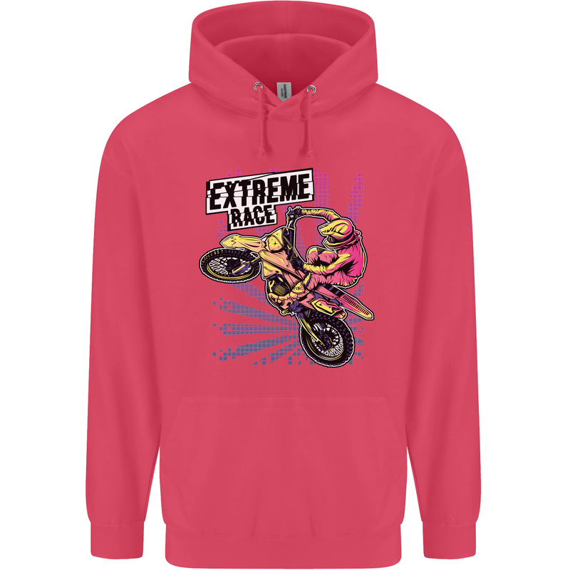 Extreme Race Motocross Dirt Bike Motorbike Childrens Kids Hoodie Heliconia