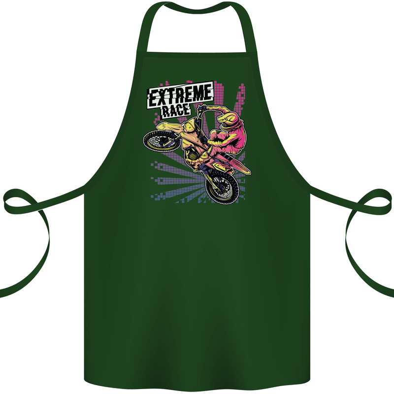 Extreme Race Motocross Dirt Bike Motorbike Cotton Apron 100% Organic Forest Green
