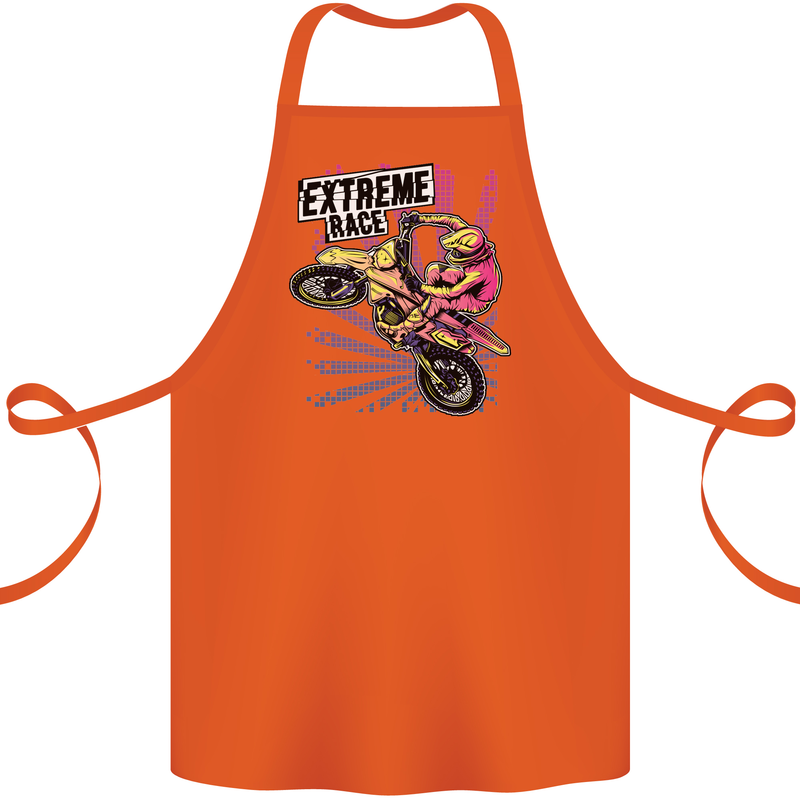 Extreme Race Motocross Dirt Bike Motorbike Cotton Apron 100% Organic Orange